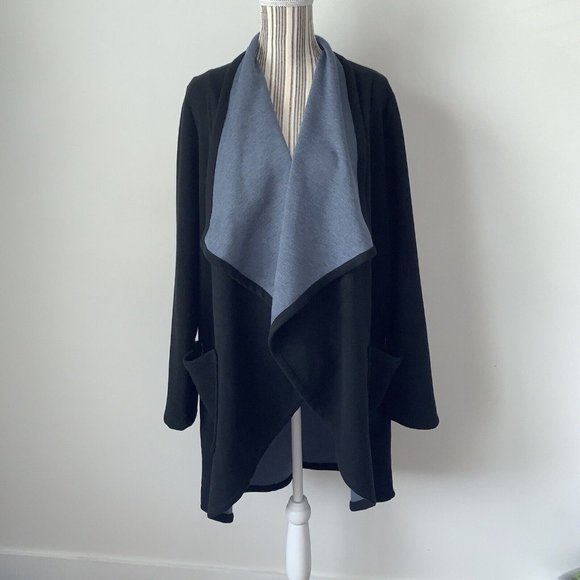 Fabletics Jackets & Blazers - Fabletics Moscow coat Womens XXL Open Front Draped fleece Gray Black Wrap